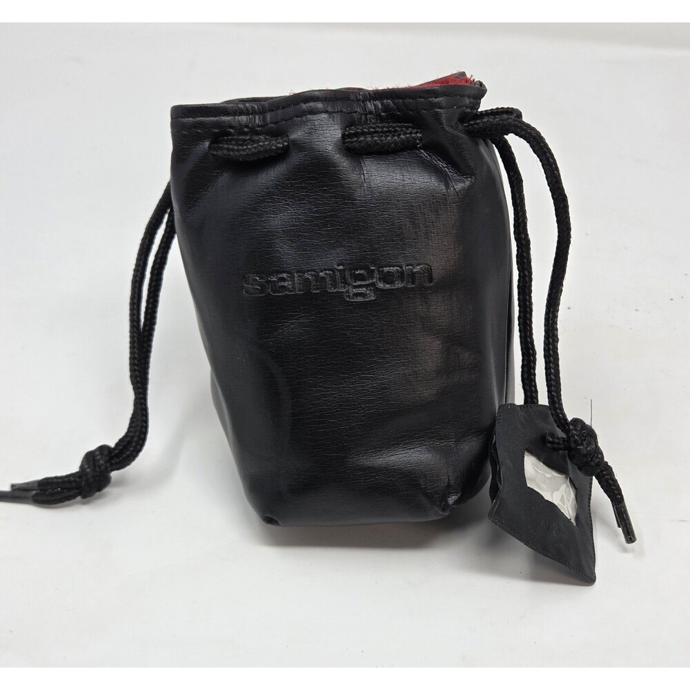 Samigon Vintage Leather Drawstring Lens Pouch Red Felt Interior‎ Camera Bag